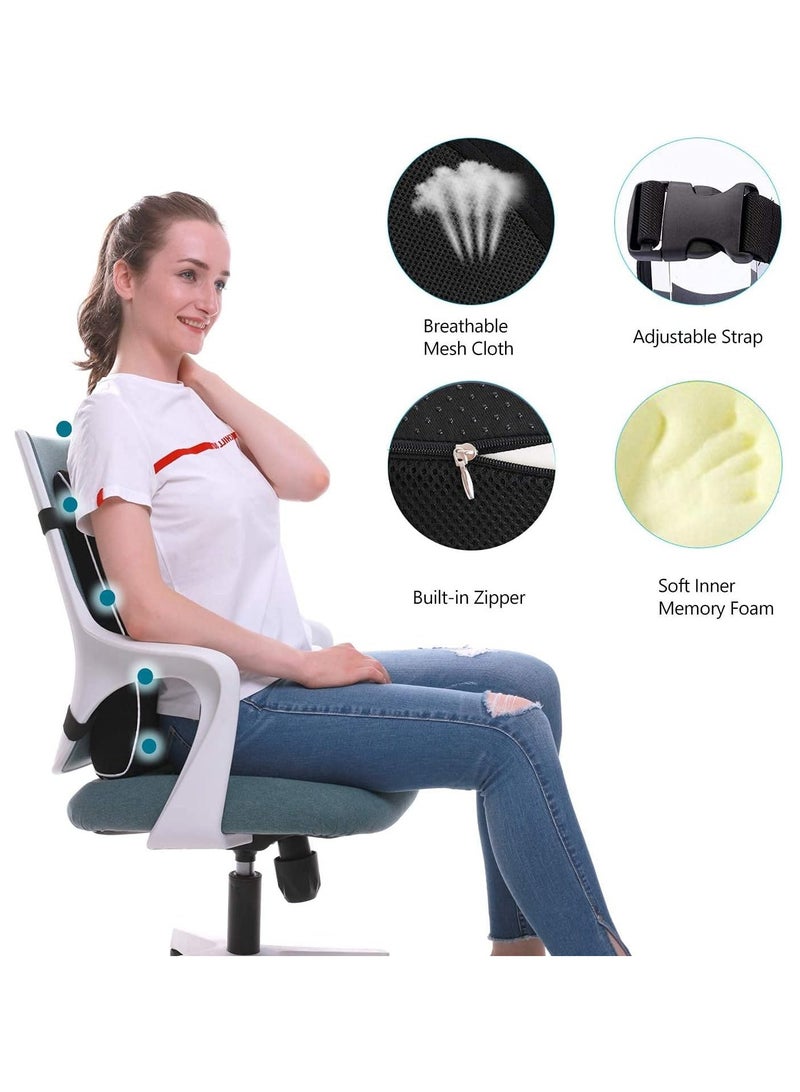 Car Back Cushion Lumbar Support Pillow for Home, Office, Car, Black Large Wheelchair and Computer Gaming Chair - Image 5